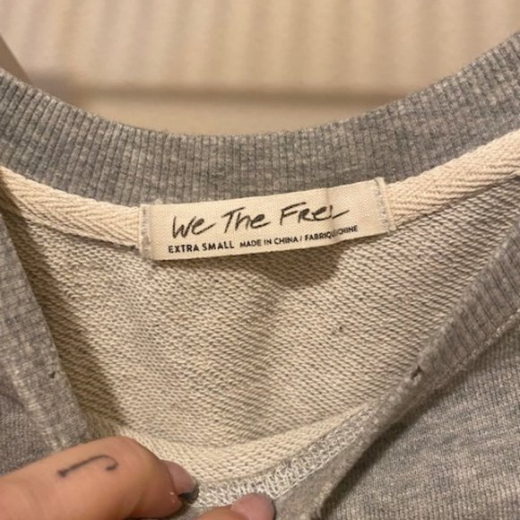 Free People Fringe Grey Crewneck Sweater / Sweatshirt - Picture 2 of 3